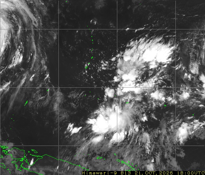 Satellite picture around Guam: infrared, Micronesia (day and night)